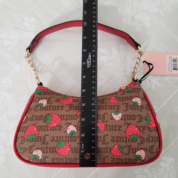 Juicy Couture Freshly Picked Strawberry Shoulder Bag Chestnut Chino/Cool Red NWT - Picture 14 of 16